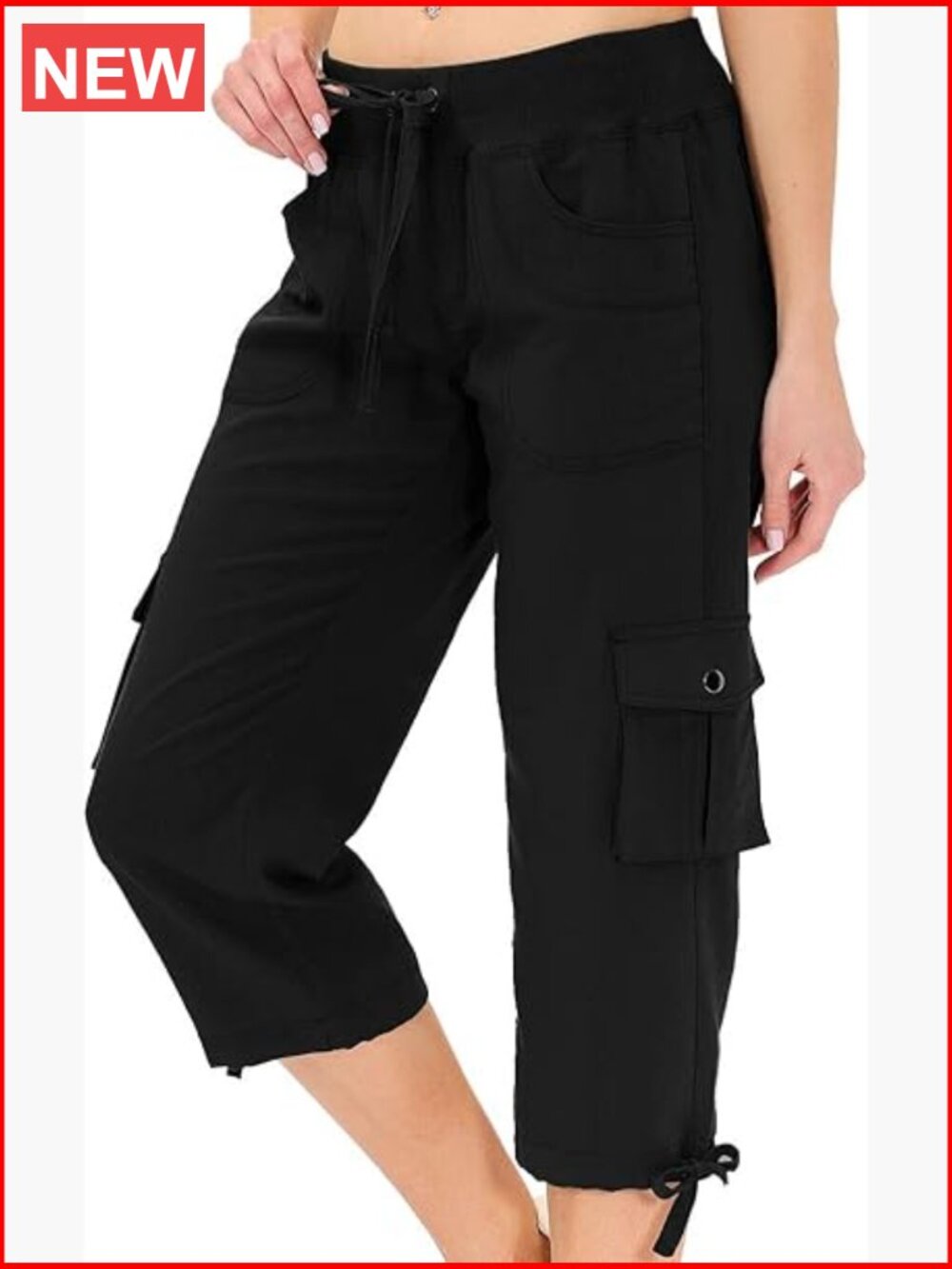 Loose Fit Cargo Capri Pants with Pockets for Hiking Casual Wear